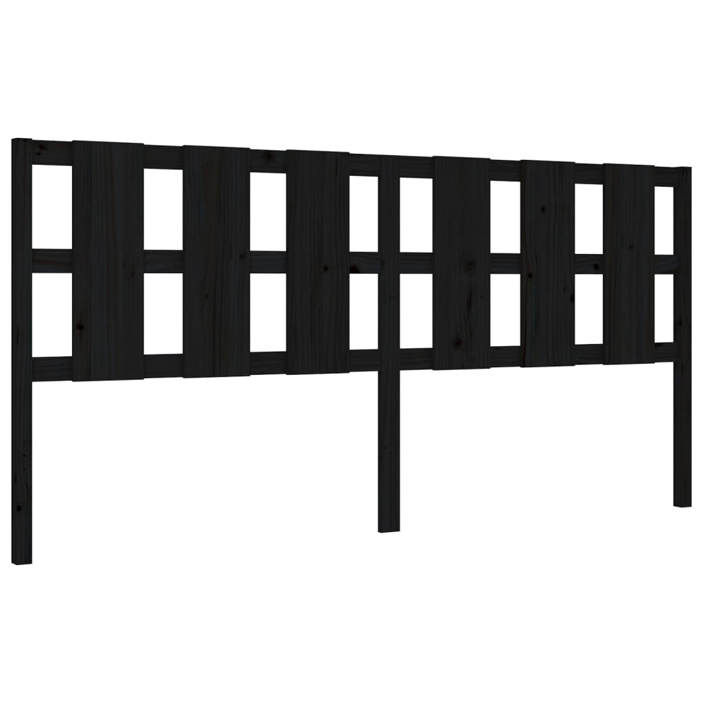 Rám Postele S Čelem Černý 200 X 200 Cm Masivní Dřevo