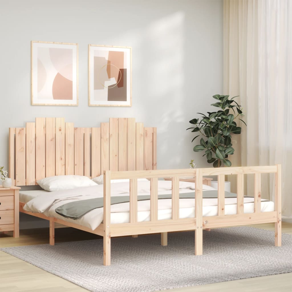 Rám Postele S Čelem 160 X 200 Cm Masivní Dřevo