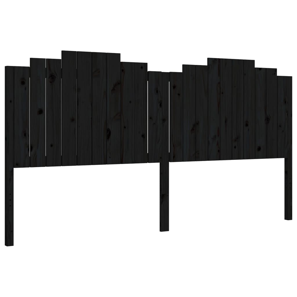 Rám Postele S Čelem Černý 200 X 200 Cm Masivní Dřevo
