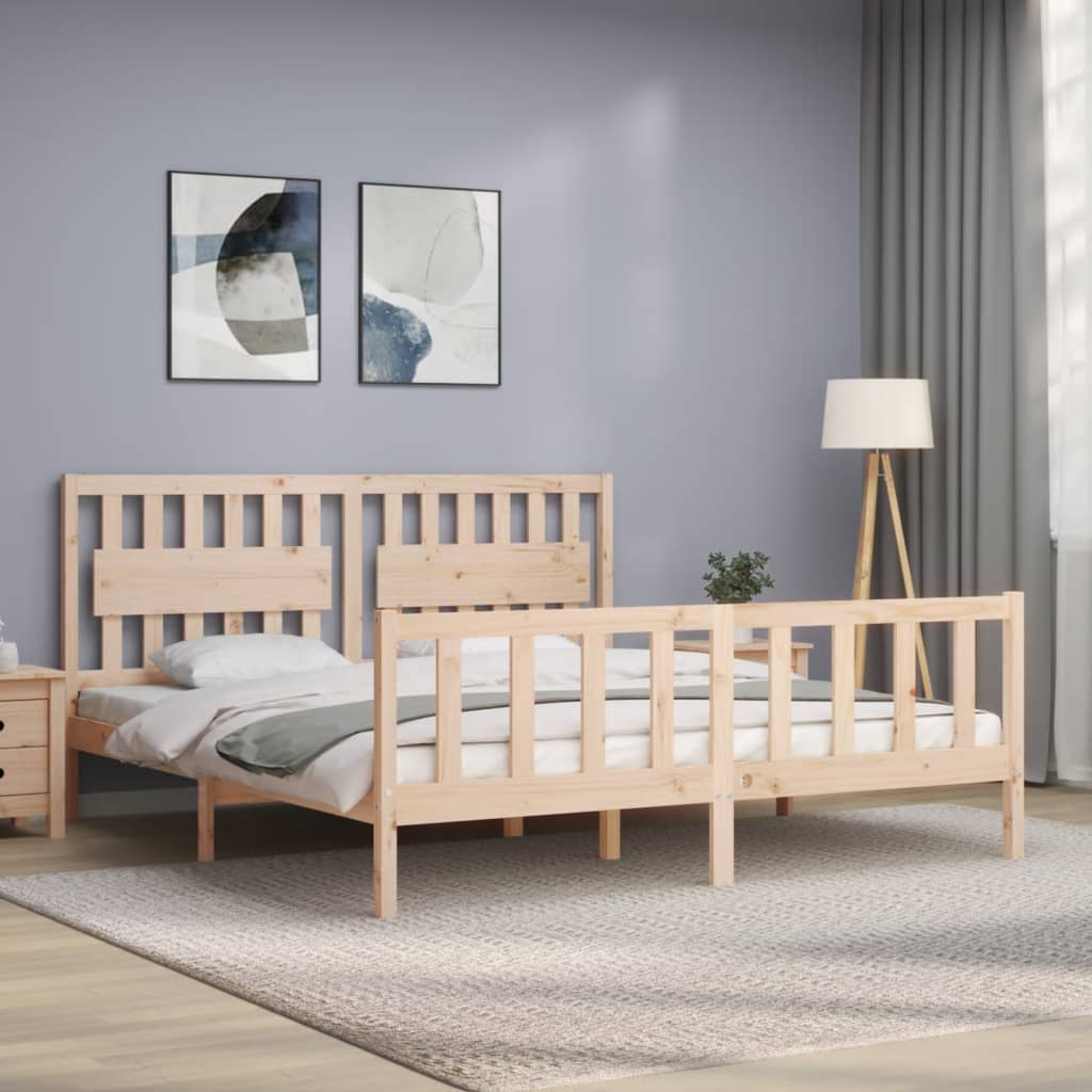 Rám Postele S Čelem Super King Size Masivní Dřevo