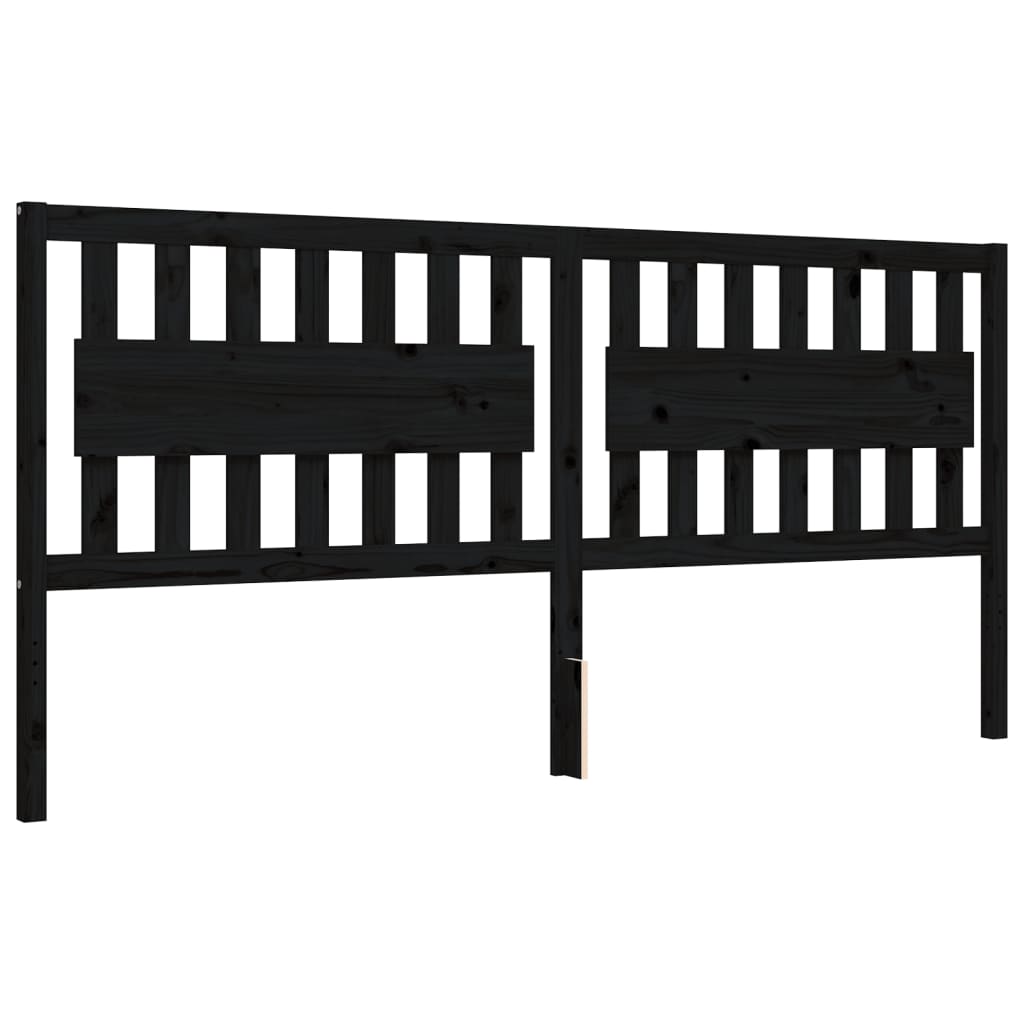 Rám Postele S Čelem Černý 200 X 200 Cm Masivní Dřevo