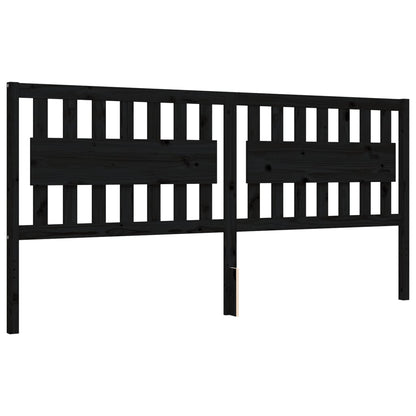 Rám Postele S Čelem Černý 200 X 200 Cm Masivní Dřevo