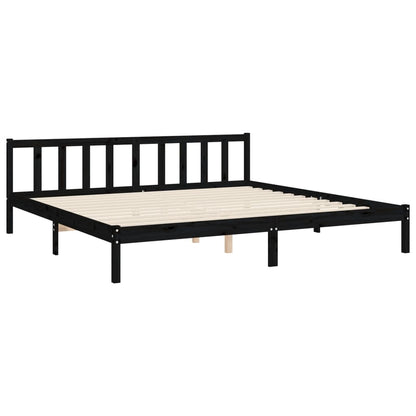 Rám Postele S Čelem Černý 200 X 200 Cm Masivní Dřevo