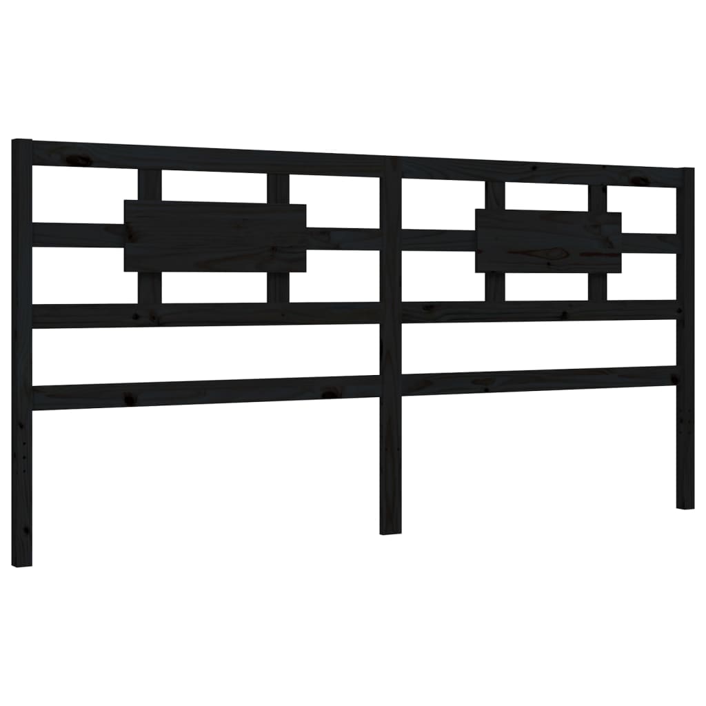Rám Postele S Čelem Černý 200 X 200 Cm Masivní Dřevo