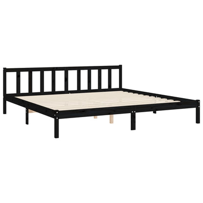 Rám Postele S Čelem Černý 200 X 200 Cm Masivní Dřevo