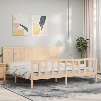 Rám Postele S Čelem 200 X 200 Cm Masivní Dřevo