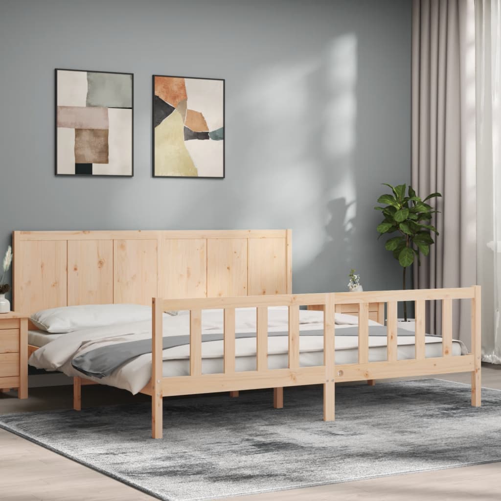 Rám Postele S Čelem 200 X 200 Cm Masivní Dřevo