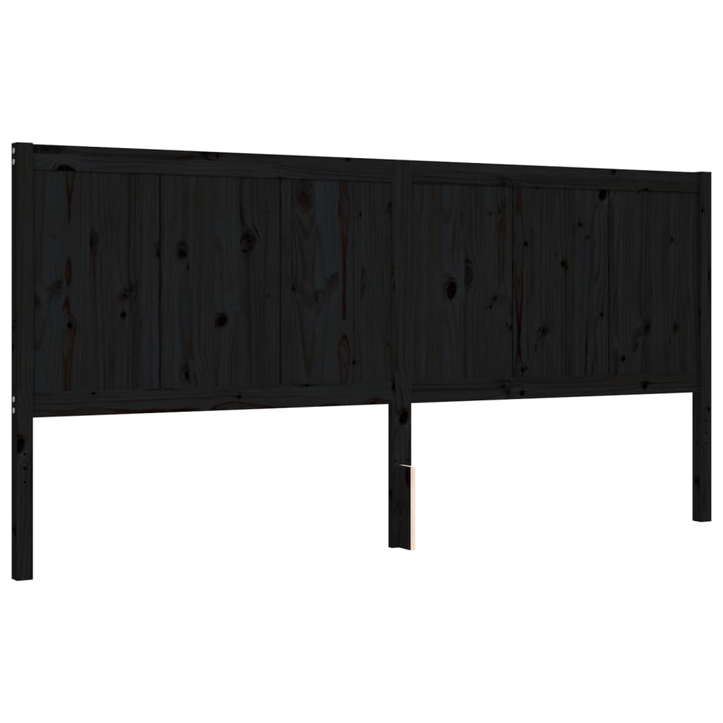Rám Postele S Čelem Černý 200 X 200 Cm Masivní Dřevo