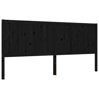Rám Postele S Čelem Černý 200 X 200 Cm Masivní Dřevo