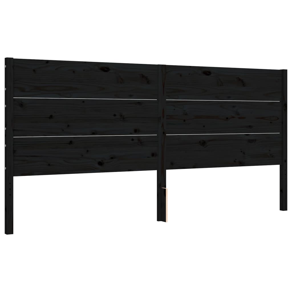 Rám Postele S Čelem Černý 200 X 200 Cm Masivní Dřevo
