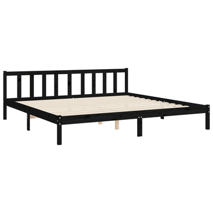 Rám Postele S Čelem Černý 200 X 200 Cm Masivní Dřevo