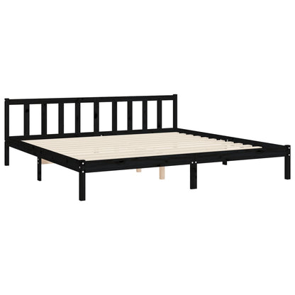 Rám Postele S Čelem Černý 200 X 200 Cm Masivní Dřevo