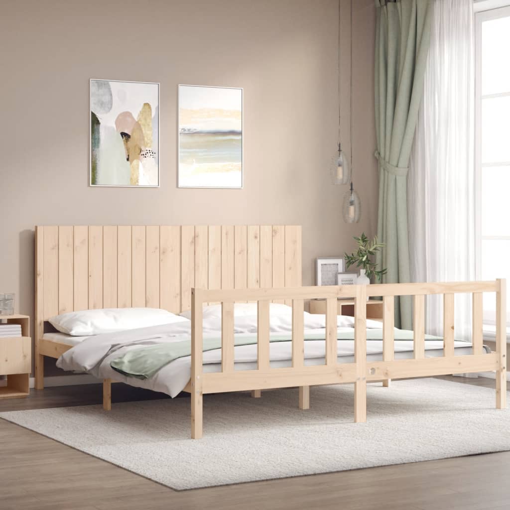 Rám Postele S Čelem Super King Size Masivní Dřevo