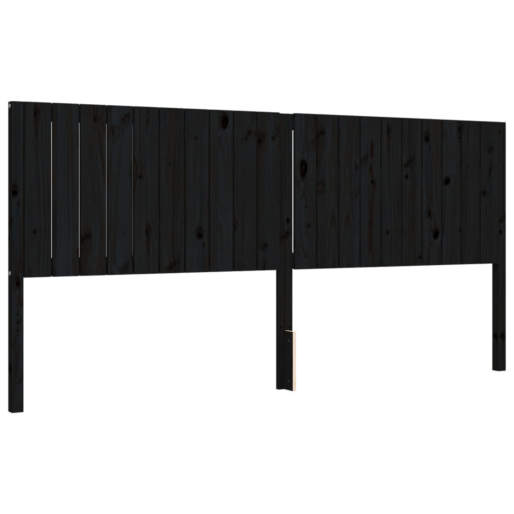 Rám Postele S Čelem Černý 200 X 200 Cm Masivní Dřevo