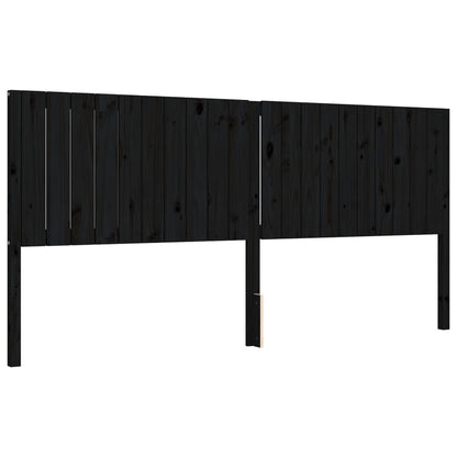 Rám Postele S Čelem Černý 200 X 200 Cm Masivní Dřevo
