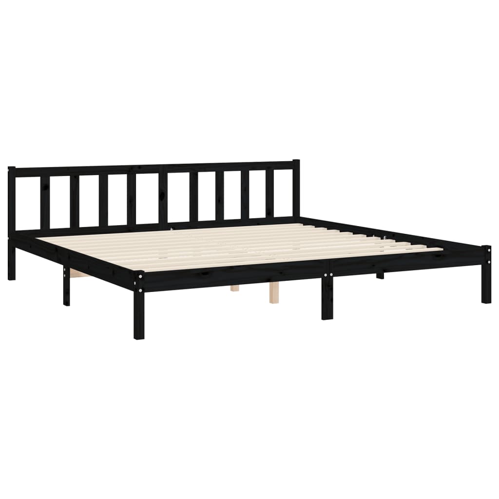 Rám Postele S Čelem Černý 200 X 200 Cm Masivní Dřevo