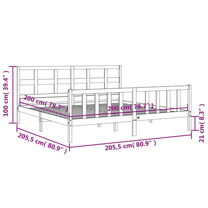 Rám Postele S Čelem Černý 200 X 200 Cm Masivní Dřevo