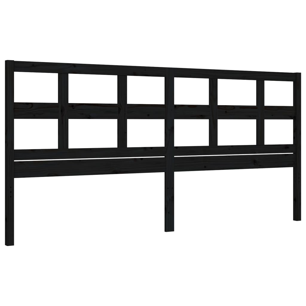 Rám Postele S Čelem Černý 200 X 200 Cm Masivní Dřevo