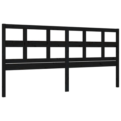 Rám Postele S Čelem Černý 200 X 200 Cm Masivní Dřevo