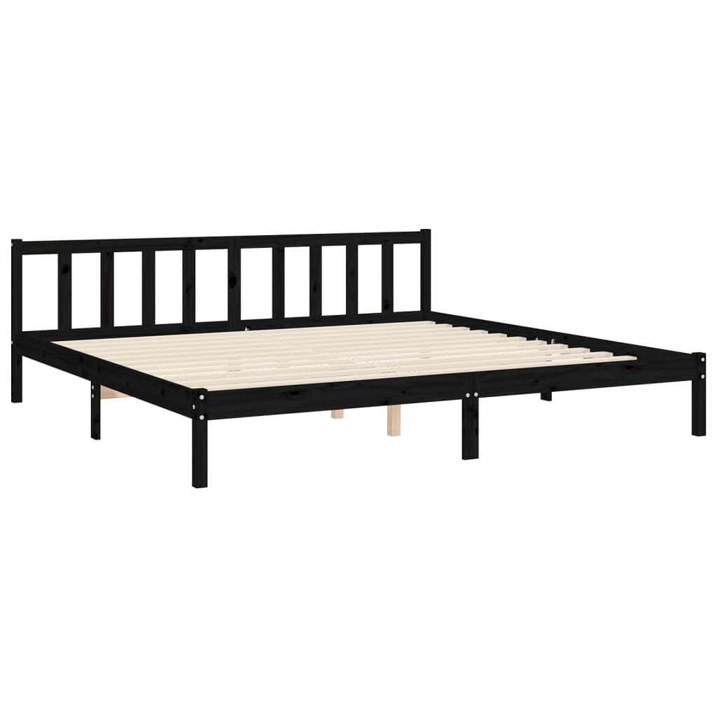 Rám Postele S Čelem Černý 200 X 200 Cm Masivní Dřevo