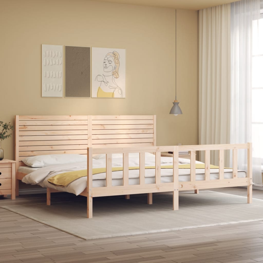 Rám Postele S Čelem Super King Size Masivní Dřevo
