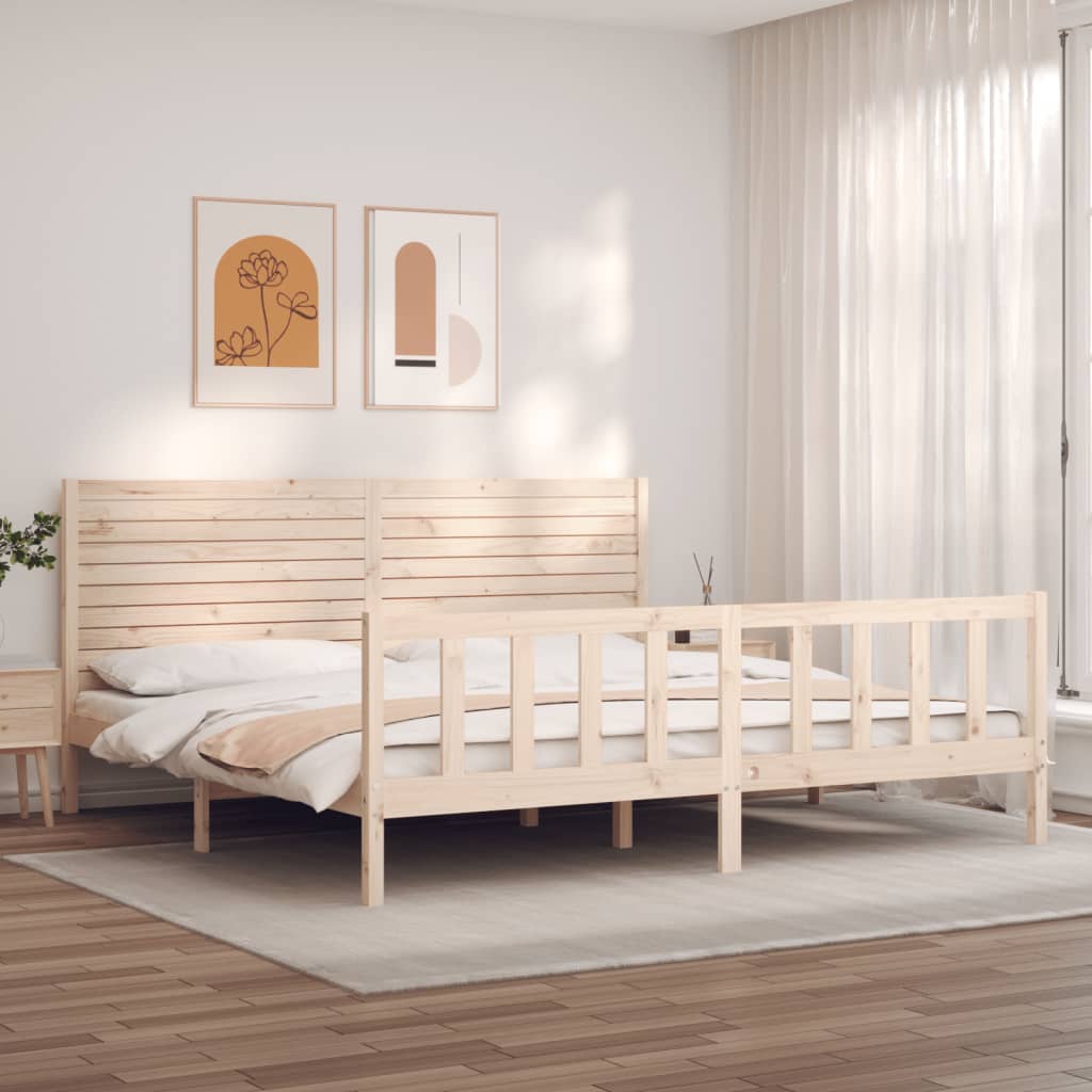 Rám Postele S Čelem Super King Size Masivní Dřevo