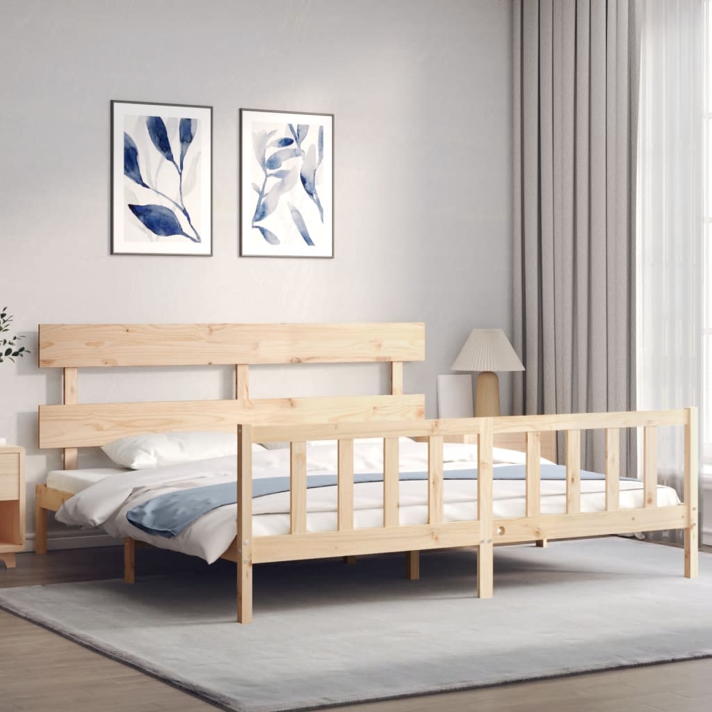 Rám Postele S Čelem Super King Size Masivní Dřevo