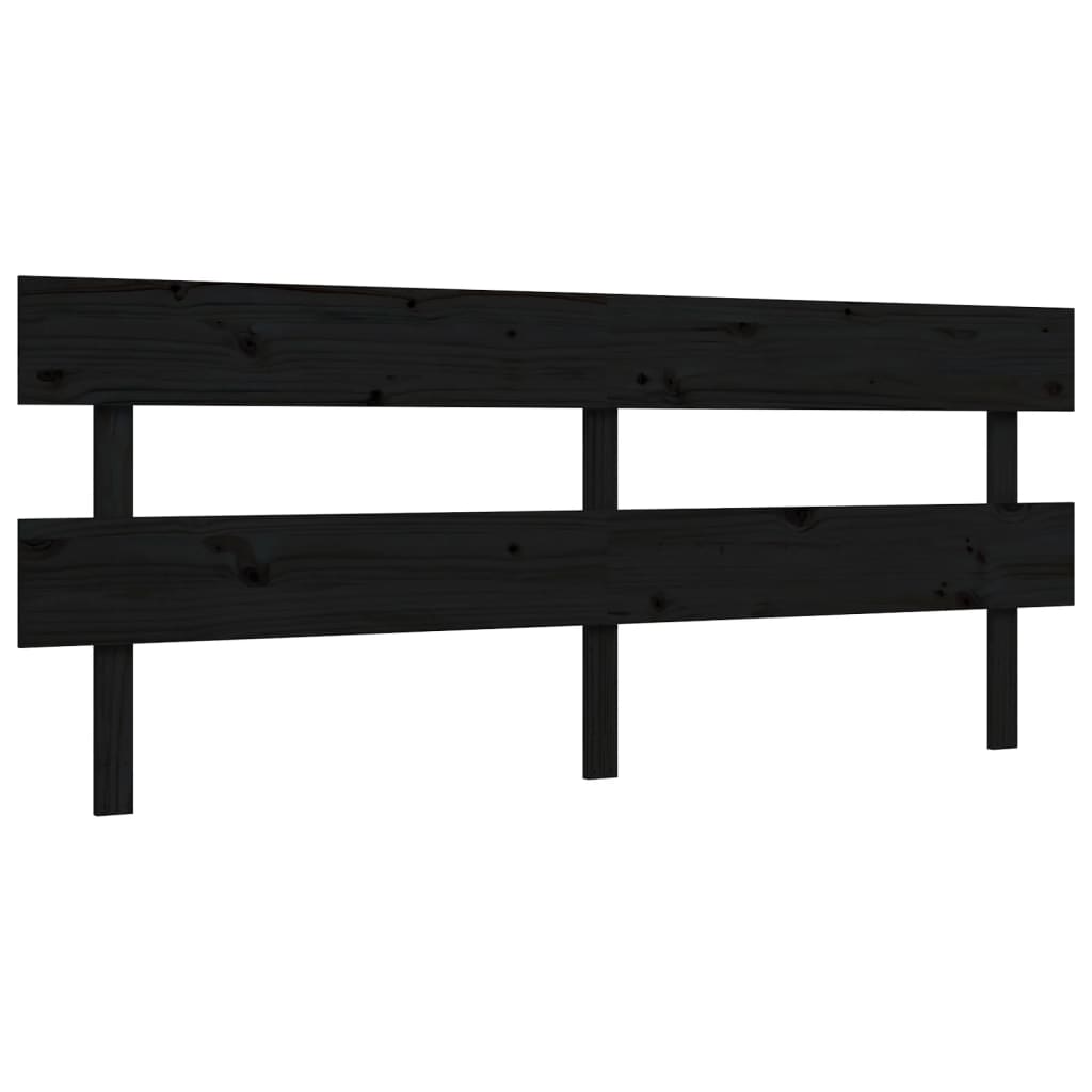Rám Postele S Čelem Černý 200 X 200 Cm Masivní Dřevo