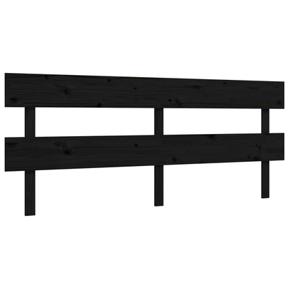 Rám Postele S Čelem Černý 200 X 200 Cm Masivní Dřevo