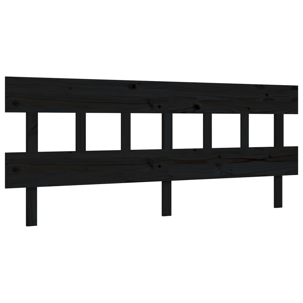 Rám Postele S Čelem Černý 200 X 200 Cm Masivní Dřevo