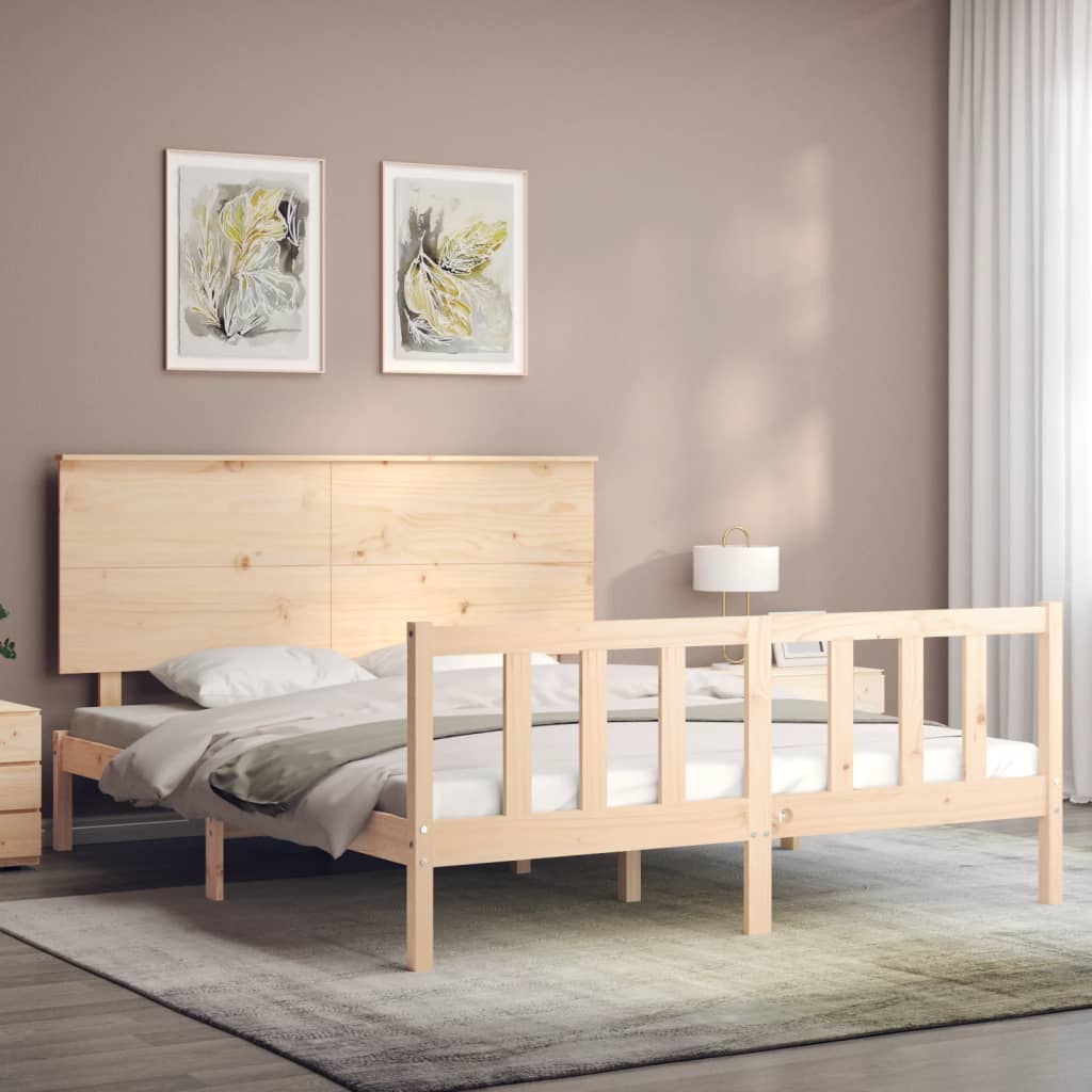 Rám Postele S Čelem King Size Masivní Dřevo