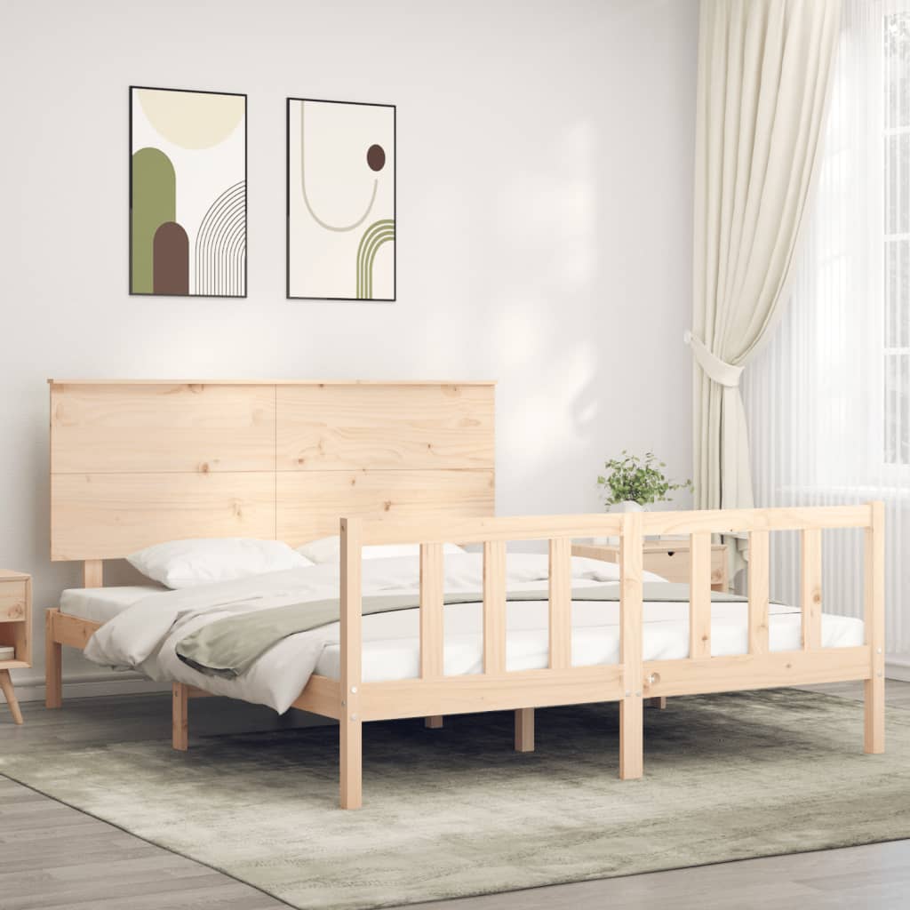 Rám Postele S Čelem King Size Masivní Dřevo