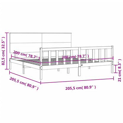 Rám Postele S Čelem Černý 200 X 200 Cm Masivní Dřevo