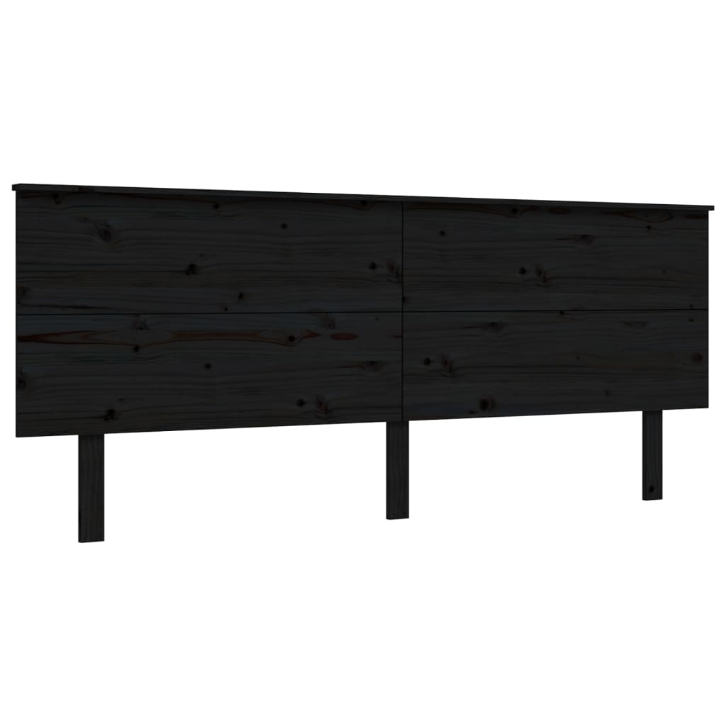 Rám Postele S Čelem Černý 200 X 200 Cm Masivní Dřevo