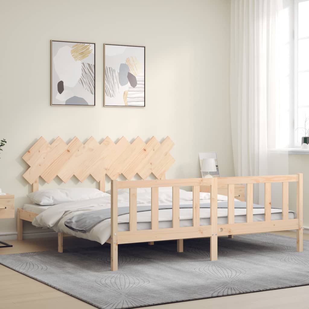 Rám Postele S Čelem Super King Size Masivní Dřevo