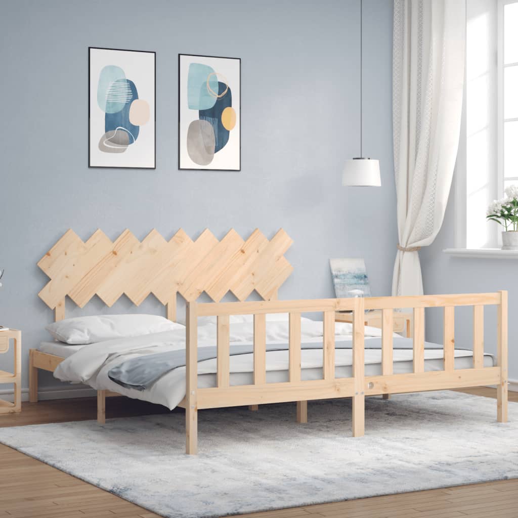 Rám Postele S Čelem Super King Size Masivní Dřevo