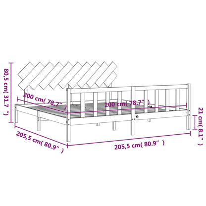 Rám Postele S Čelem Černý 200 X 200 Cm Masivní Dřevo