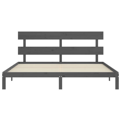 Rám Postele S Čelem Šedý 200 X 200 Cm Masivní Dřevo