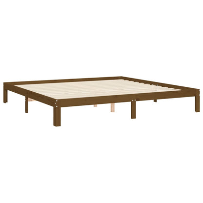 Rám Postele S Čelem Medově Hnědý 200 X 200 Cm Masivní Dřevo