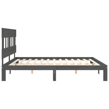 Rám Postele S Čelem Šedý 200 X 200 Cm Masivní Dřevo