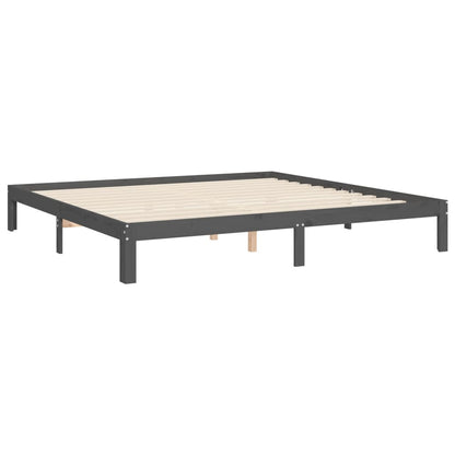 Rám Postele S Čelem Šedý 200 X 200 Cm Masivní Dřevo
