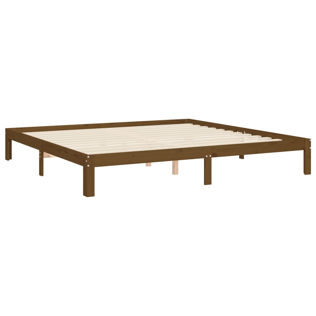 Rám Postele S Čelem Medově Hnědý 200 X 200 Cm Masivní Dřevo