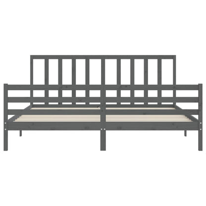 Rám Postele S Čelem Šedý 200 X 200 Cm Masivní Dřevo