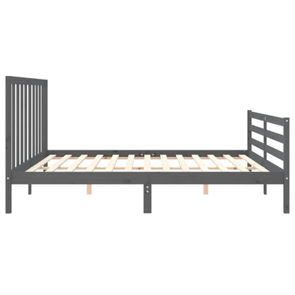 Rám Postele S Čelem Šedý 200 X 200 Cm Masivní Dřevo