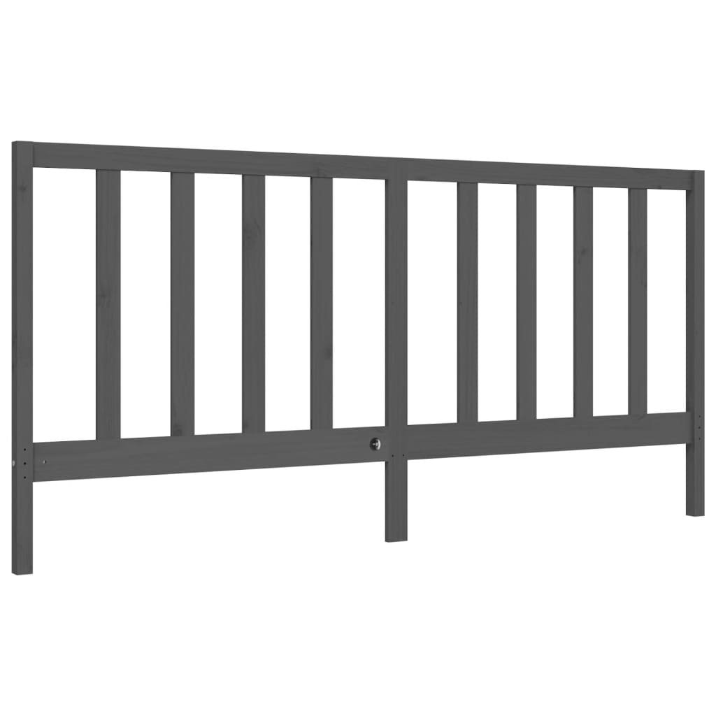 Rám Postele S Čelem Šedý 200 X 200 Cm Masivní Dřevo