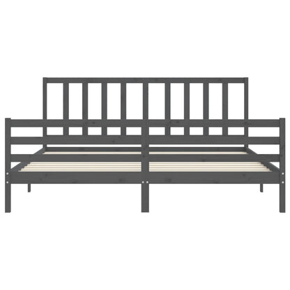 Rám Postele S Čelem Šedý 200 X 200 Cm Masivní Dřevo