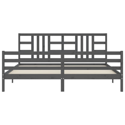 Rám Postele S Čelem Šedý 200 X 200 Cm Masivní Dřevo