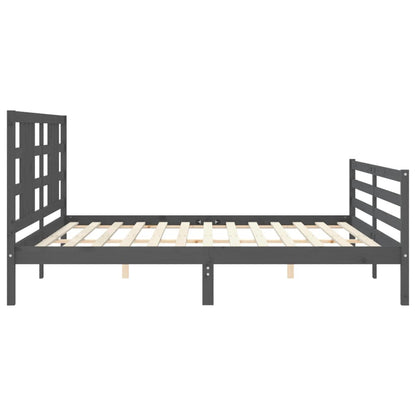 Rám Postele S Čelem Šedý 200 X 200 Cm Masivní Dřevo