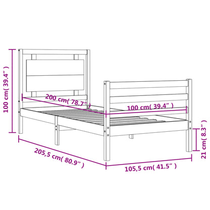 Rám Postele S Čelem 100 X 200 Cm Masivní Dřevo