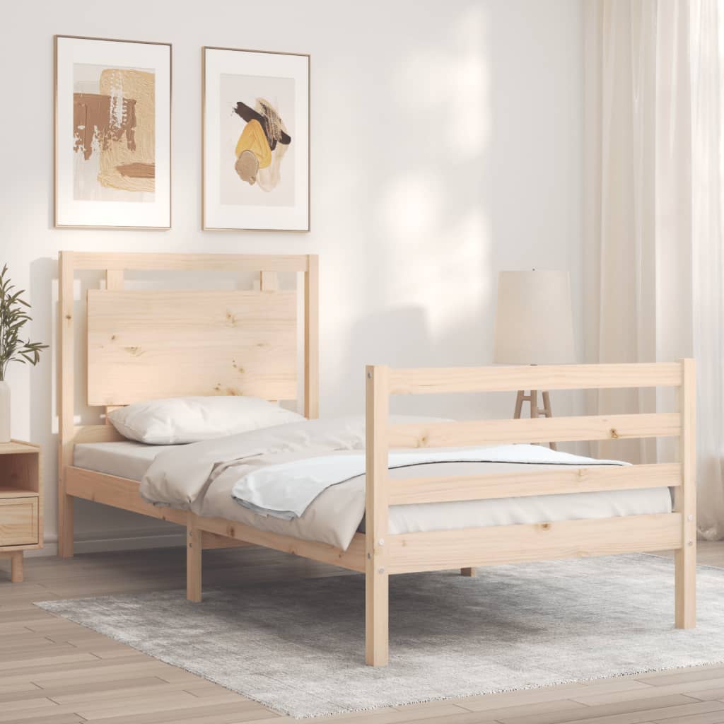 Rám Postele S Čelem 100 X 200 Cm Masivní Dřevo